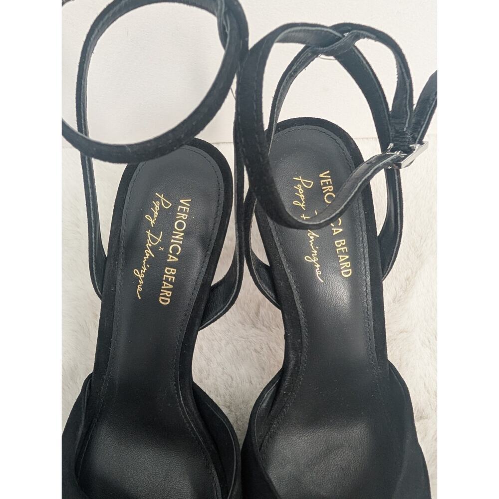 NIB Veronica Beard Genevieve Embellished Peep-Toe Sandal Sz US 7M Black - Picture 8 of 16